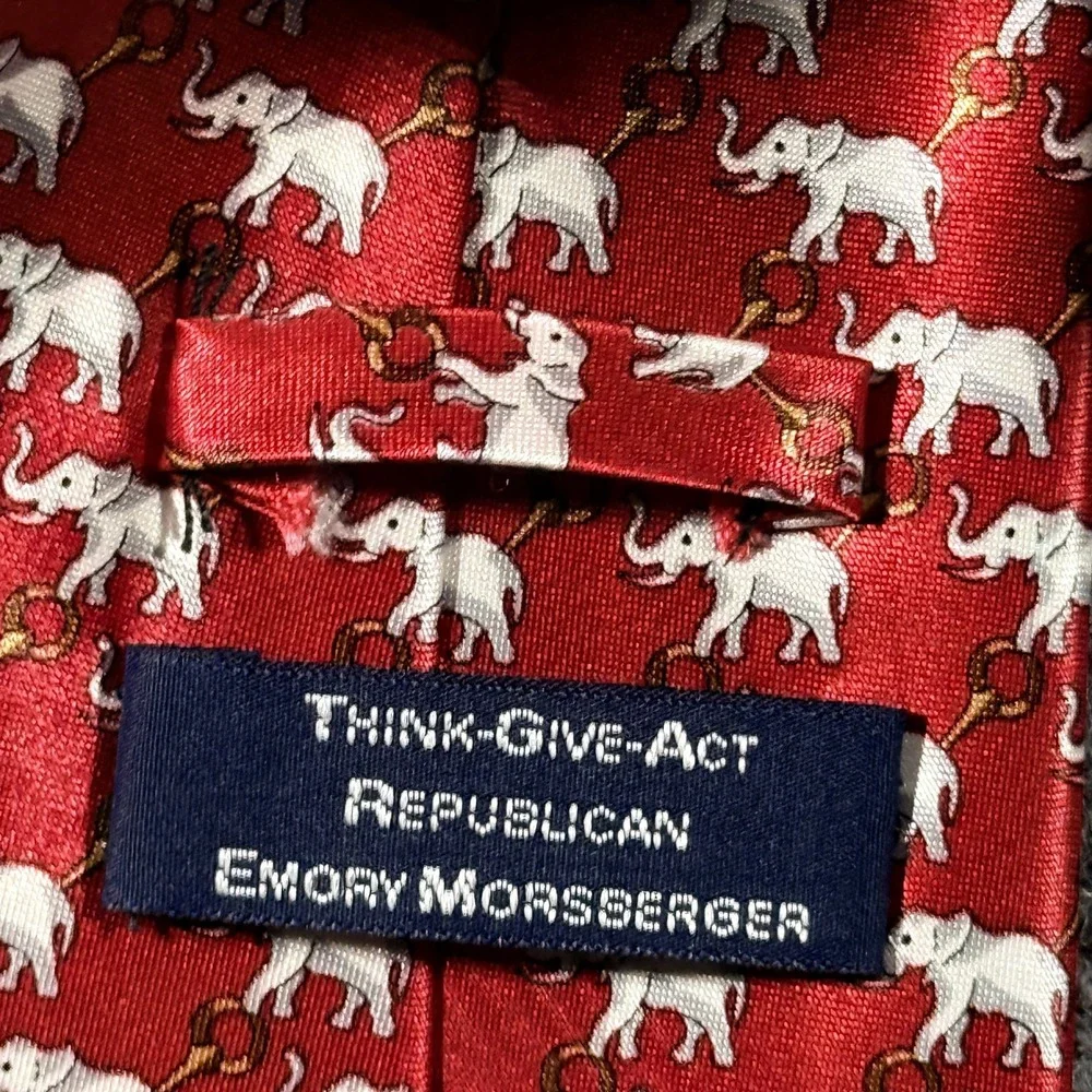 Emory Morsberger Republican Elephant Tie‎ Set Red Yellow GOP 2 Pack Boxed
